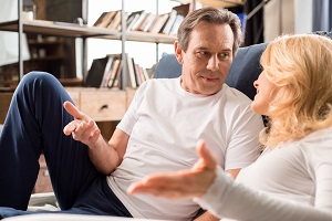 couple discussing hearing loss